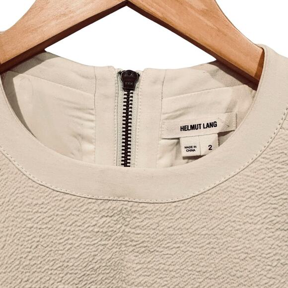 Helmut Lang Erosion Pockets Cotton Wool Textured Mini Sheath Cream Ivory Dress 2 - Picture 7 of 15